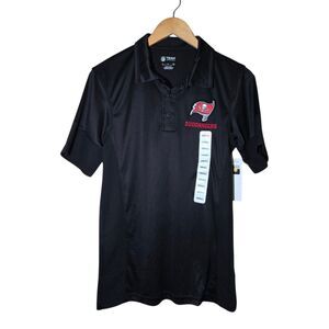 Team Apparel NFL Tampa Bay Buccaneers Men's Short Sleeve Polo Size Small Black
